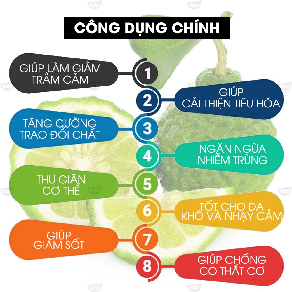 Tinh dầu Cam Hương Kobi Bergamot essential oil giúp thư giãn, giảm trầm cảm, giảm đau hiệu quả