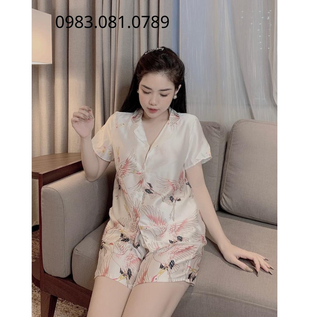Bộ Pijama Quần Đùi - Áo cộc ; Chất Vải Lụa Satin mềm min, mát