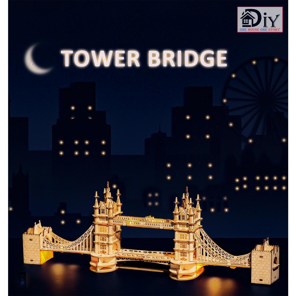 (Kèm LED) Mô hình gỗ DIY Robotime | Cầu Tháp TOWER BRIDGE tự lắp ráp DIY - Quà tặng trang trí sáng tạo cho bạn trai bạn gái