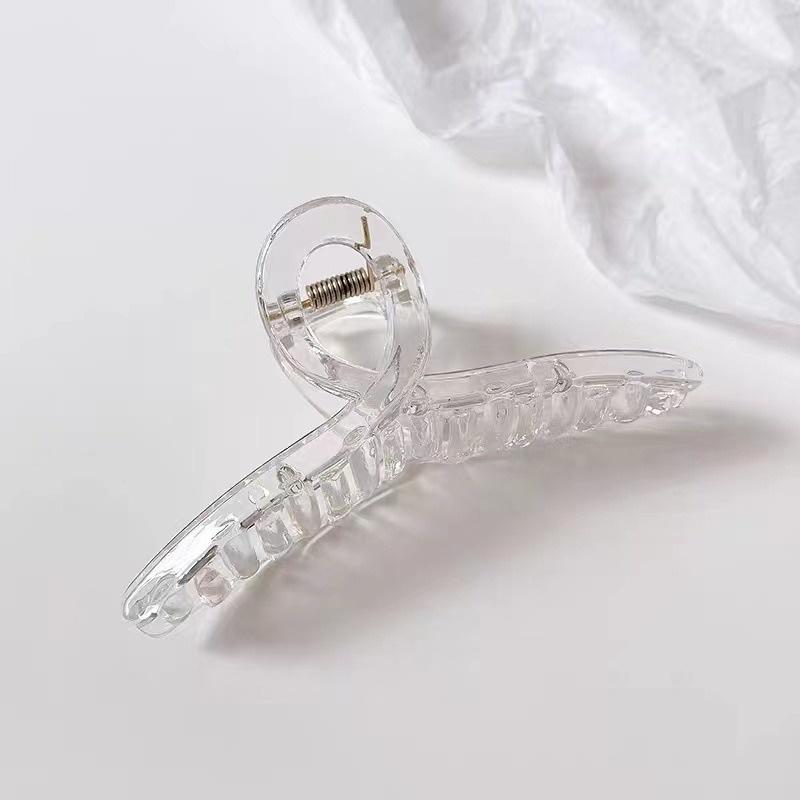Cặp tóc kẹp tóc càng cua nhựa trắng trong suốt cỡ lớn kiểu Hàn Quốc