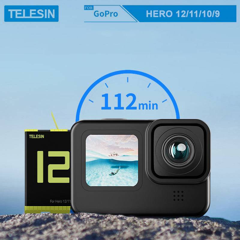 Pin TELESIN mẫu mới MÀU VÀNG dùng cho camera hành động GOPRO HERO 9/10/11/12