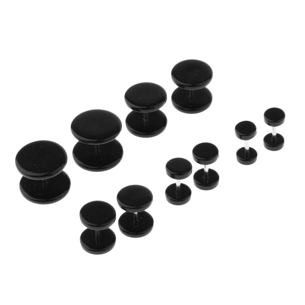 5 Pairs Acrylic Ear Earrings Flesh Tunnels Stainless Steel Fake Plugs 16g