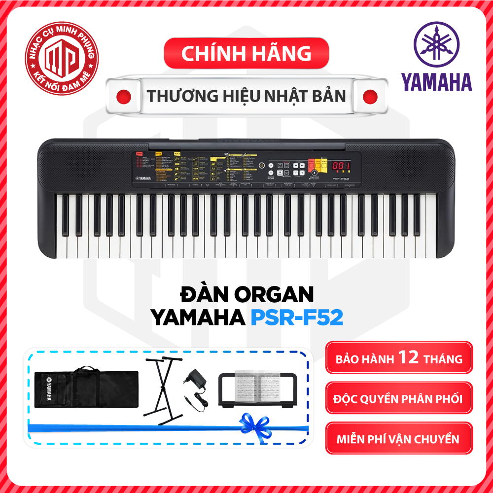 Đàn Organ điện tử/ Portable Keyboard - Yamaha PSR-F52 (PSR F52) - Màu đen - Hàng chính hãng