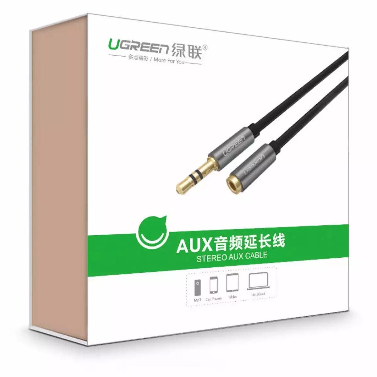 Dây nối dài dây loa 3,5mm (Cáp AV nối dài 1 đầu đực 1 đàu cái) mạ vàng Chính Hãng Ugreen - Từ 1,5m đến 5m