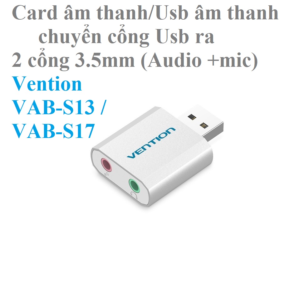 Card âm thanh / usb âm thanh chuyển Usb ra 2 cổng 3.5mm Vention VAB-S13 / CDKHB / CDYB0  - Hàng chính hãng