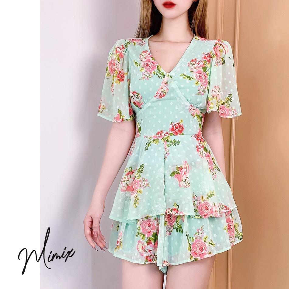 Jumpsuit 2 tầng họa tiết hoa có thắt eo MIMIX BY3185