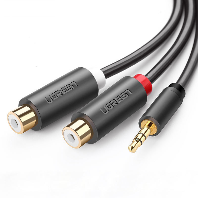 Cáp âm thanh chuyển jack 3.5mm sang 2 đầu hoa sen RCA dài 20CM UGREEN AV109 10547 - Hàng Chính Hãng