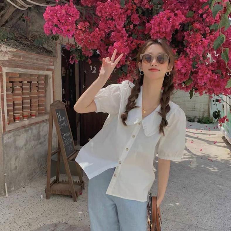 Áo sơ mi cổ bèo tay bồng babydoll