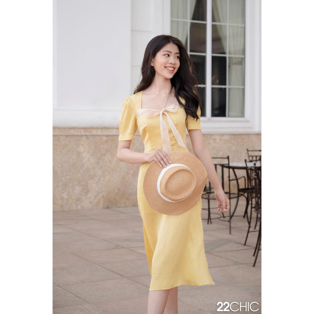 Váy vàng thắt nơ sang chảnh Aurora Dress - 22CHIC