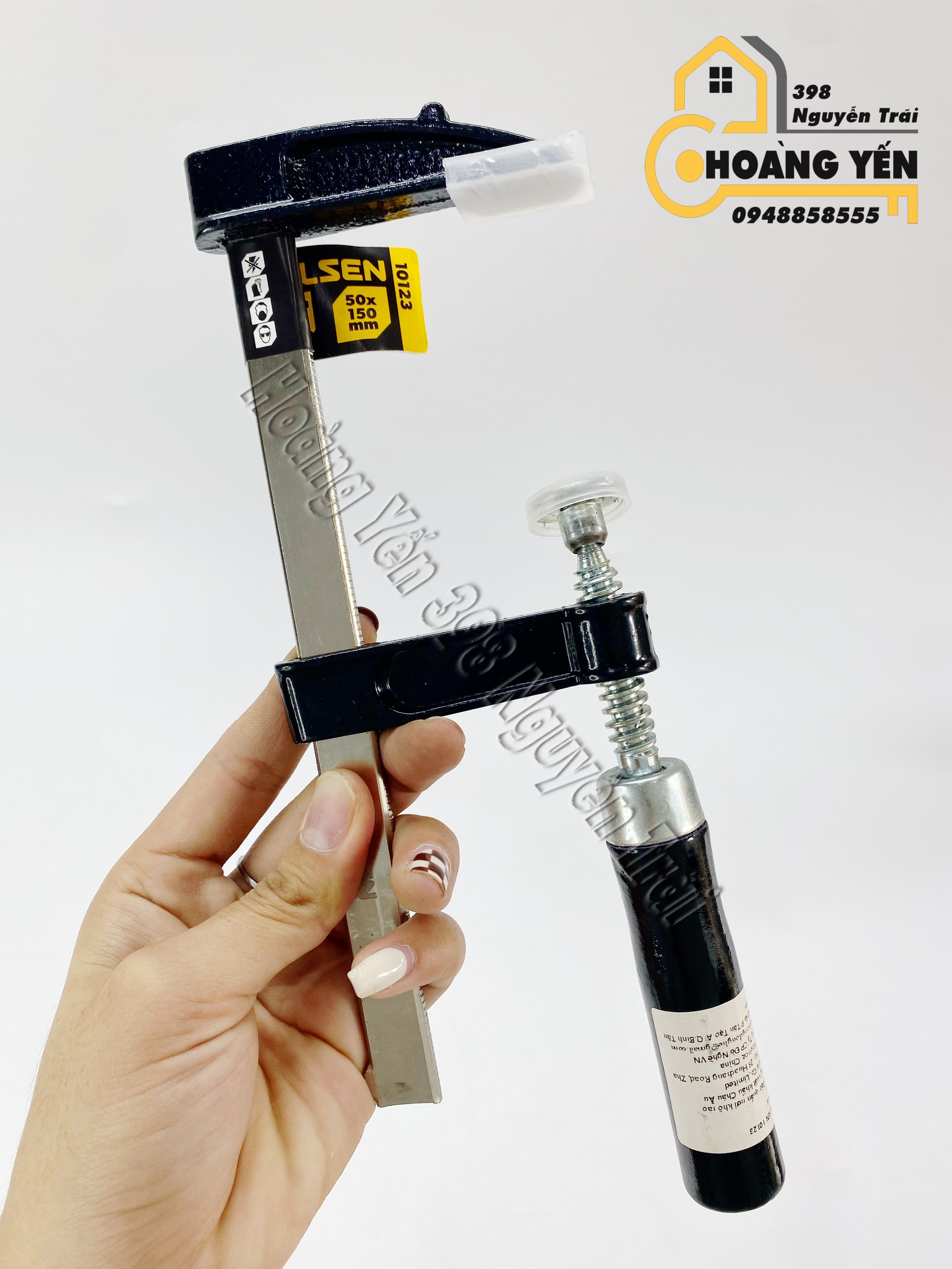 Cảo chữ F cán gỗ, thanh sắt mạ niken, thanh ren mạ kẽm chắc chắn Tolsen 10123 50x150mm, Tolsen 10125 50x250mm