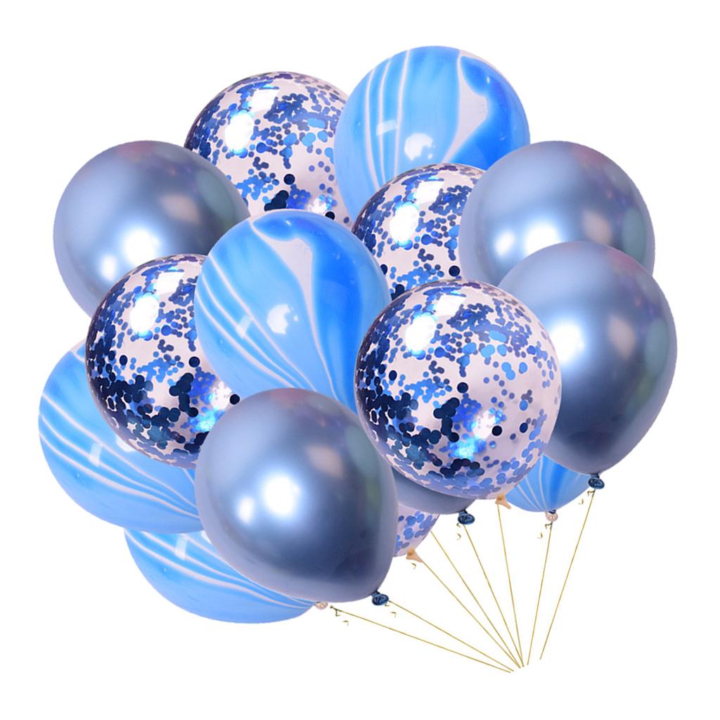 15x Latex Confetti Foil Balloons Wedding Birthday Hen Party Supplies Blue