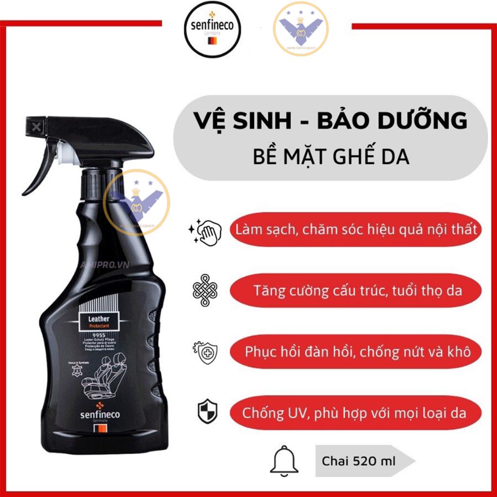 Dung dịch vệ sinh nội thất làm mềm ghế da ô tô Senfineco 9955 Leather Protectant - Made in Germany - 380ml