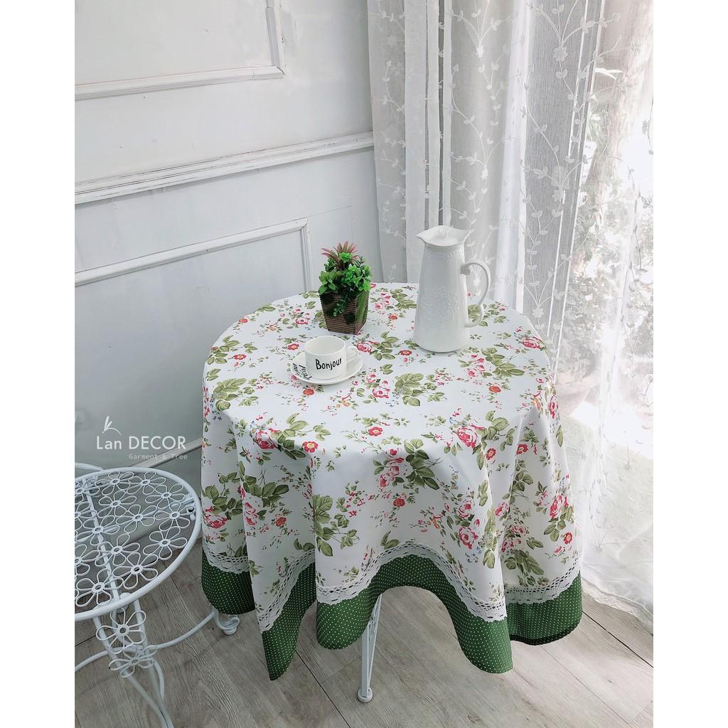KHĂN TRẢI BÀN TRÒN LÁ HOA ĐỎ MIX-TB291 PHÙ HỢP CHO TRANG TRÍ BÀN TIỆC BÀN BẾP