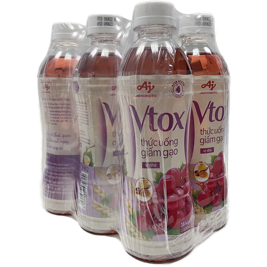 Lốc 6 Thức uống giấm gạo "Vtox" - Vị Nho 345 ML