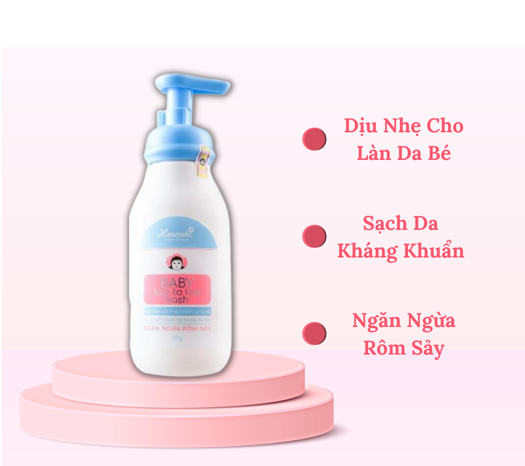 Sữa tắm gội thảo dược cho bé Hanayuki Baby Top To Toe Wash