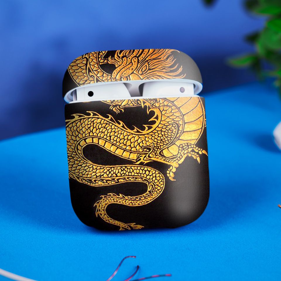 Miếng dán skin chống bẩn cho tai nghe AirPods in hình Rồng Dragon - dra029 (bản không dây 1 và 2