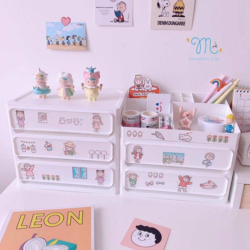 Tủ kệ đựng sách vở văn phòng phẩm + Tặng sticker decor kệ