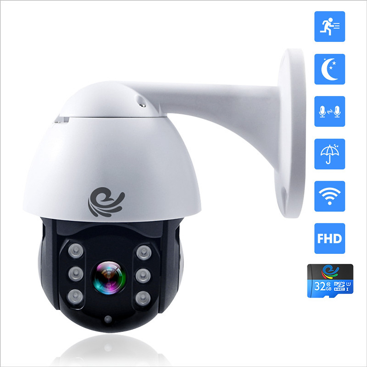 Camera IP - Camera Wifi CareCam 19HS-200W Ngoài Trời Đàm Thoại 2 Chiều 2.0Mpx Xoay 360 Độ Kèm Thẻ Nhớ 32Gb Hàng Chính Hãng