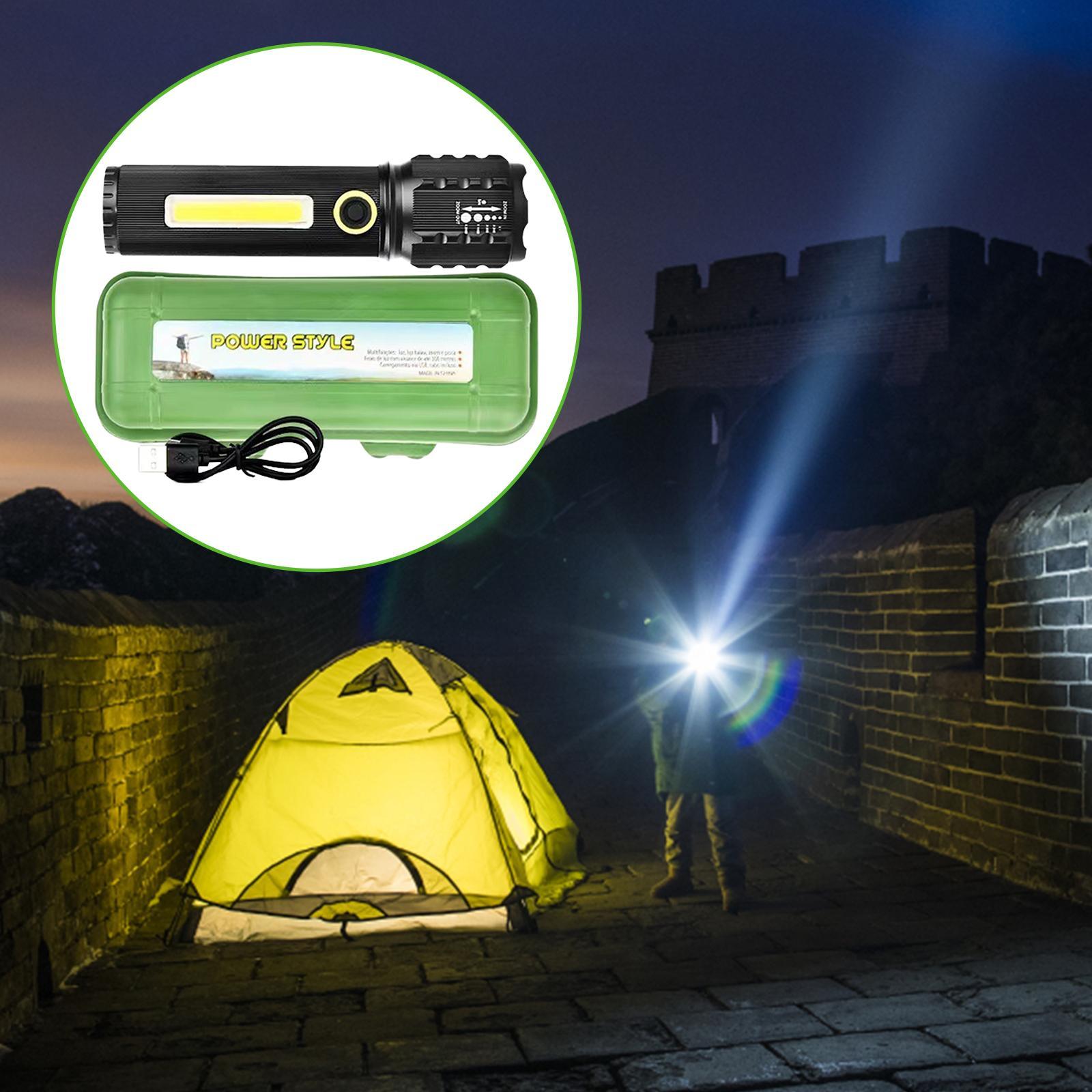 LED Flashlight Pocket Flashlight Small Flashlight Flash Light Compact USB LED Torch Lantern Handheld Torch Light for Camping Car Home Garage