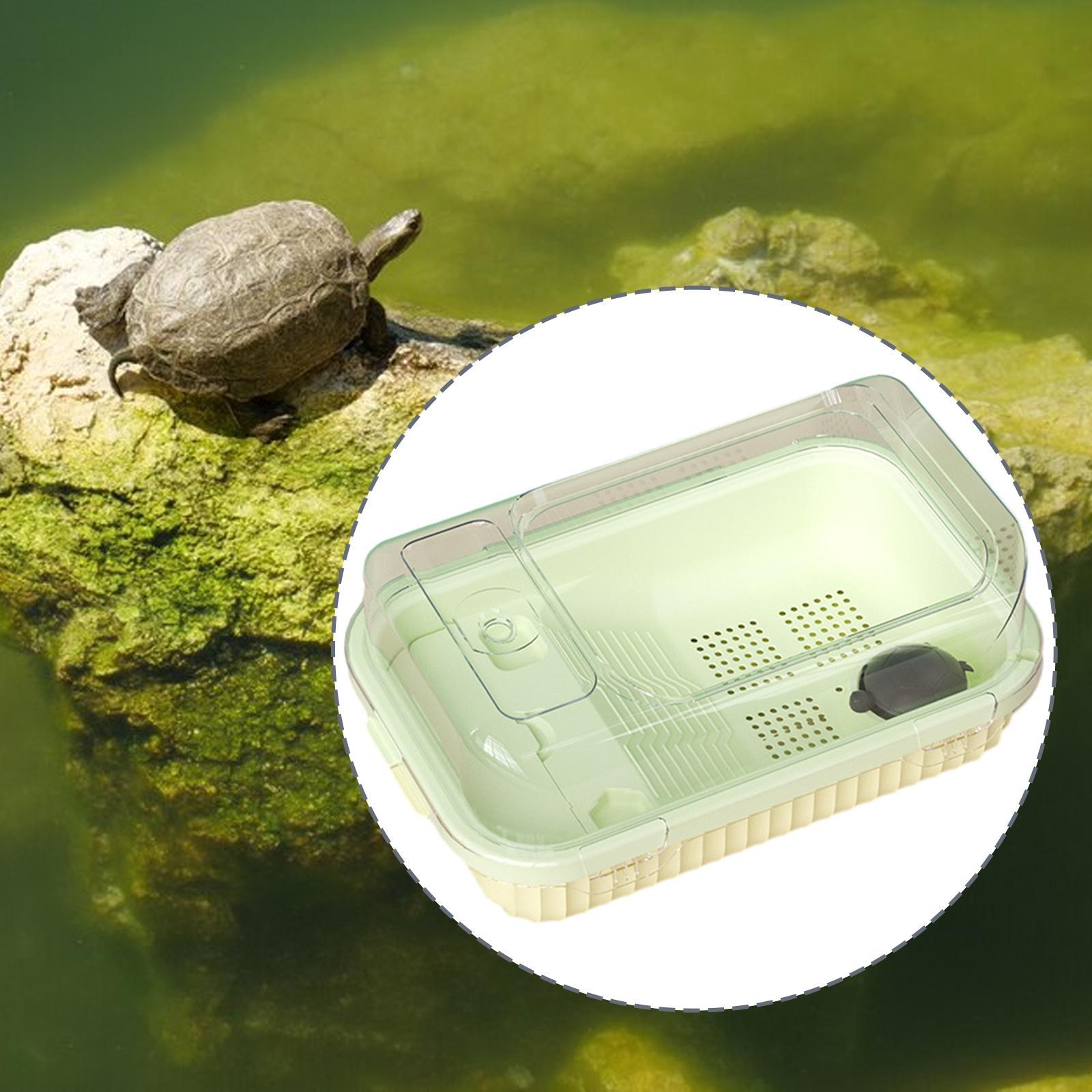 Turtle Tank Aquarium Reptile Tank Tortoises Case Accessories Terrapin Lake Reptile Habitats Turtle Habitat with Lid for Hermit  Terrapin