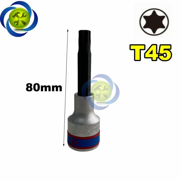 Đầu tuýp sao T45 1/2 Kingtony 403345 dài 80mm trắng đen