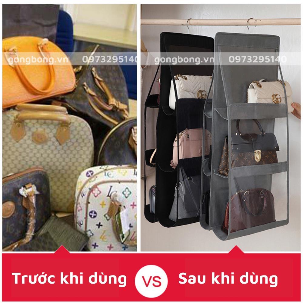 Túi treo giỏ xách chia 6 ngăn đựng túi đeo đồ dùng đa năng chống bụi tiện dụng thu gọn diện tích tủ đồ của bạn