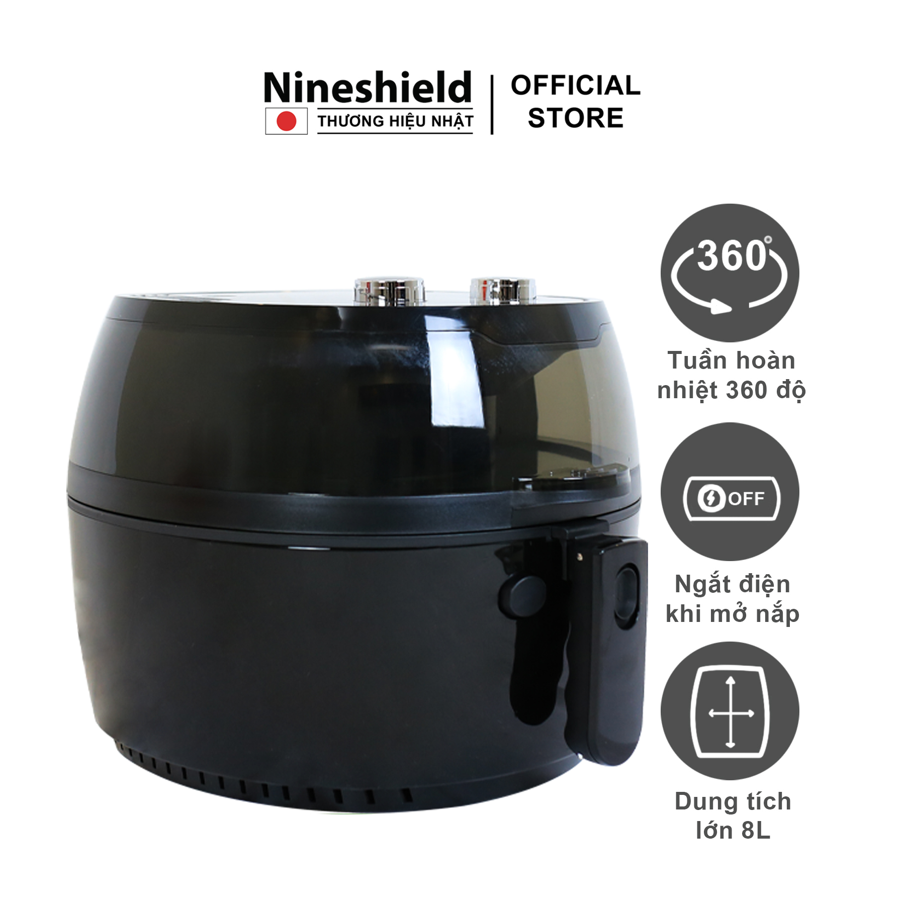 Nồi Chiên Không Dầu 8L Nineshield Loại Cơ KB-6001M - Hàng chính hãng