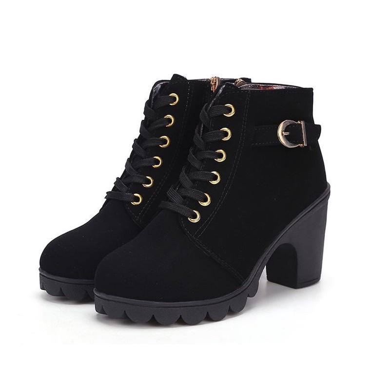 Bốt Nữ Hàn Quốc Giày Boot Nữ Công Sở Gót Vuông 8 phân