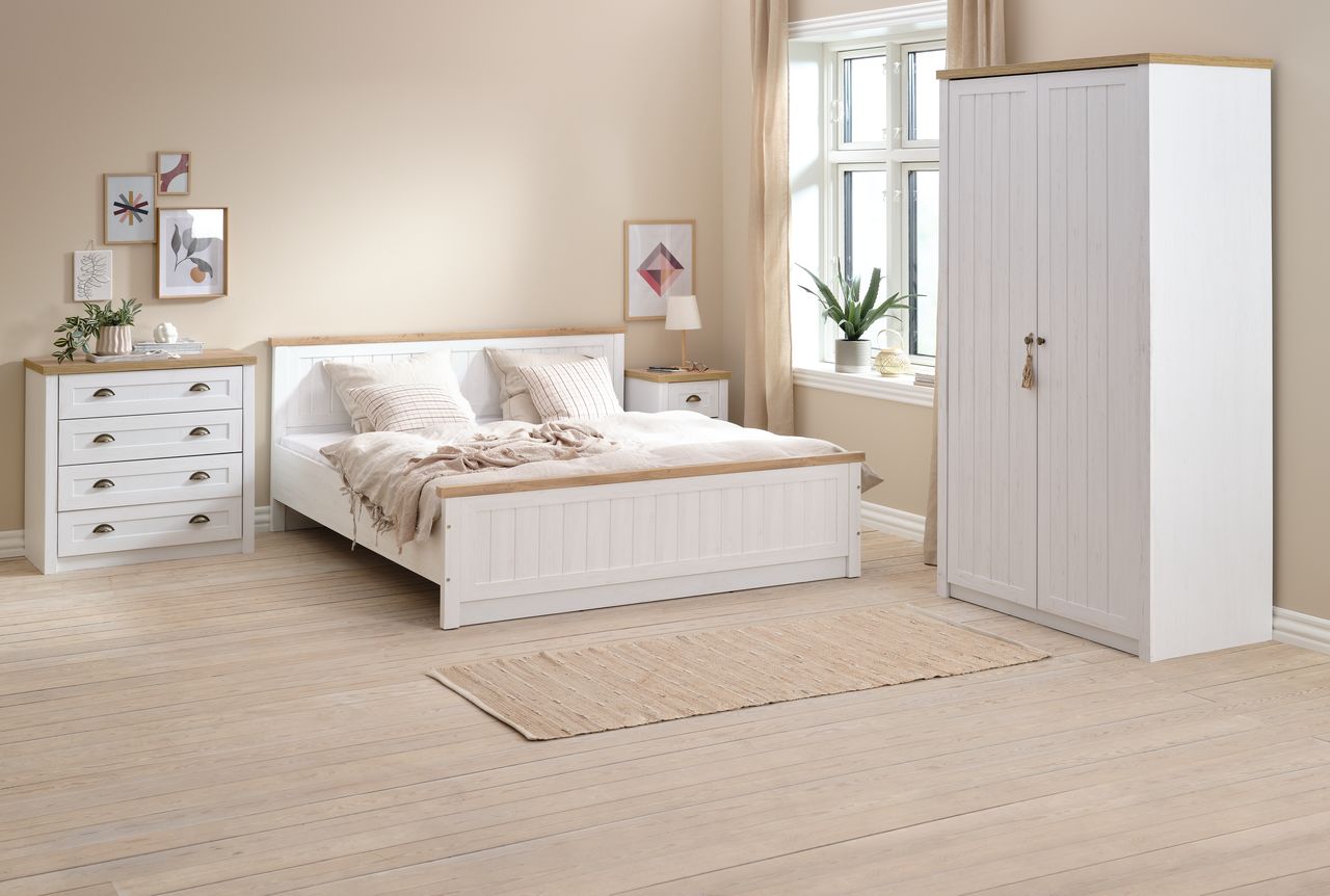 Tủ đầu giường | JYSK Markskel | gỗ công nghiệp | màu sồi/trắng | R43xS37xC67cm