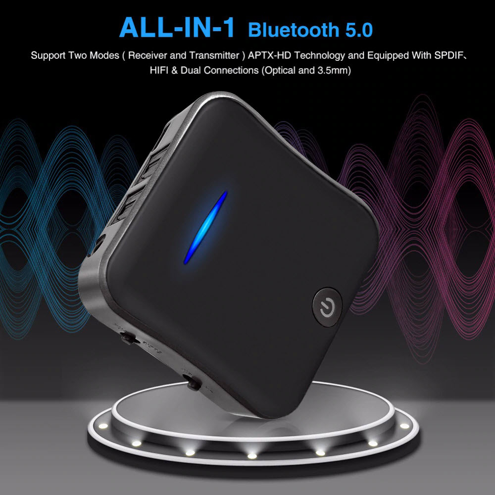 Bộ Thu Phát Audio Bluetooth APTX V5.0 2 Trong 1 Chuyển Đổi Không Dây RCA/SPDIF/3.5mm jack Aux B19