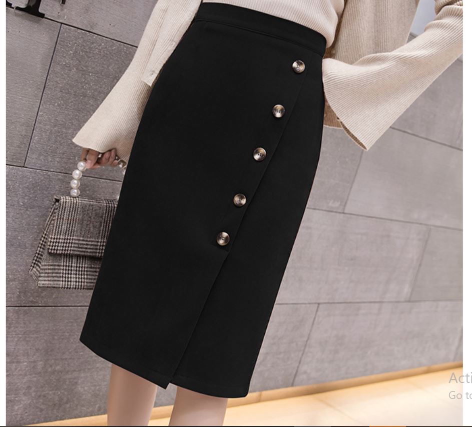 Chân váy bút chì phối nút đẹp
