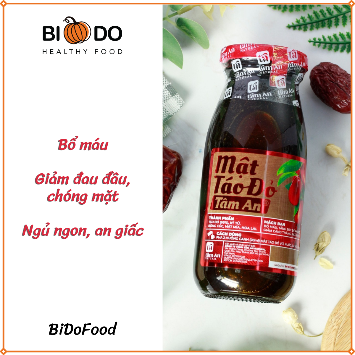 Mật Táo Đỏ Tâm An 250ml - BiDoFood - Táo Đỏ Kỷ Tử Bổ Máu Ngủ Ngon