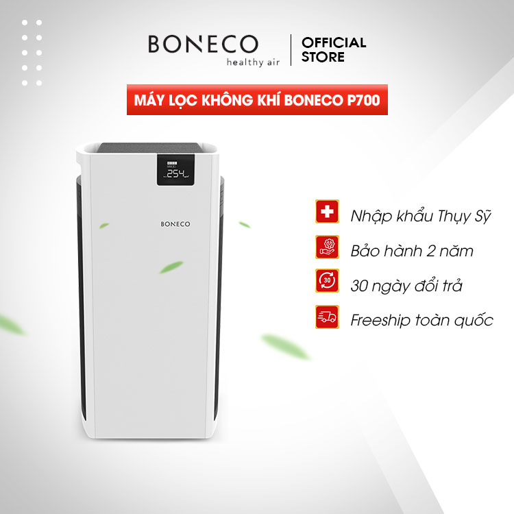 Máy Lọc Không Khí Cao Cấp BONECO P700 Khử Mùi Khói Thuốc, Diệt Khuẩn, Bộ Lọc HEPA Lọc Bụi, Báo Chỉ Số PM, Cho Văn Phòng, Phòng Khách Lớn (200m2) - Hàng Chính Hãng