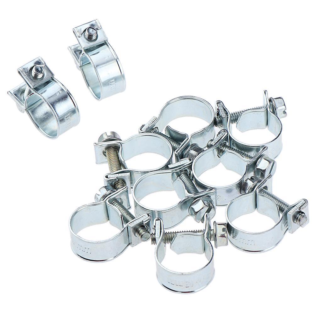 20 Pieces 20x Stainless Fuel Hose Clamps Adjustable Hose Clip For Silver