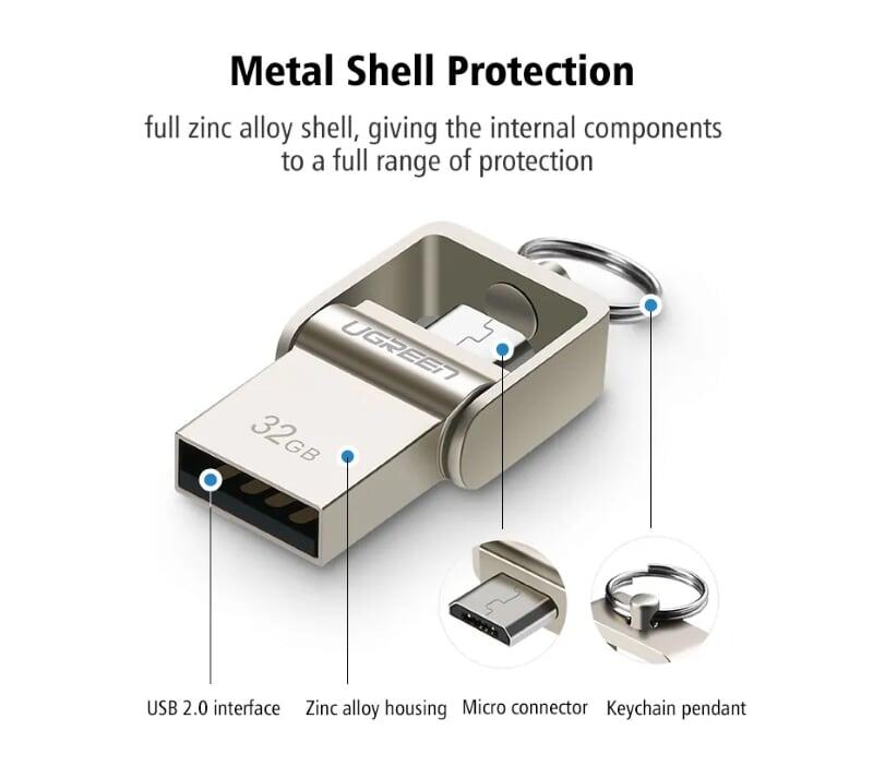 Ugreen UG30432US179TK 32GB USB 2.0 + MICRO USB hỗ trợ OTG cao cấp - HÀNG CHÍNH HÃNG