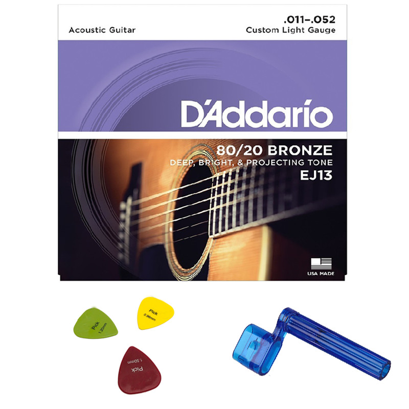 D'addario EJ13 - Dây đàn acoustic D'addario EJ13 kèm tay quay thay dây + 3 móng gảy kích thước khác nhau