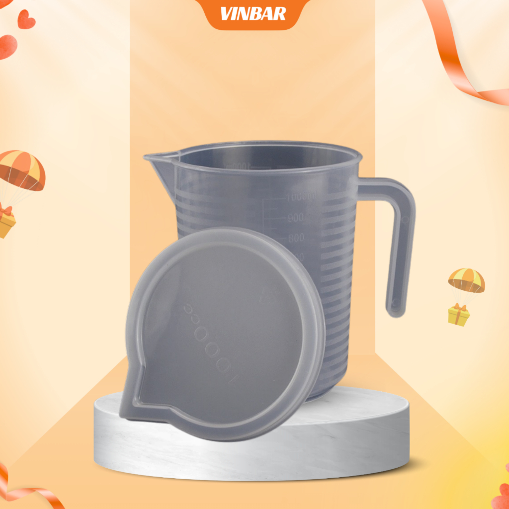CA ĐONG NHỰA 1000ML + NẮP DÙNG TRONG PHA CHẾ, BẾP BÁNH