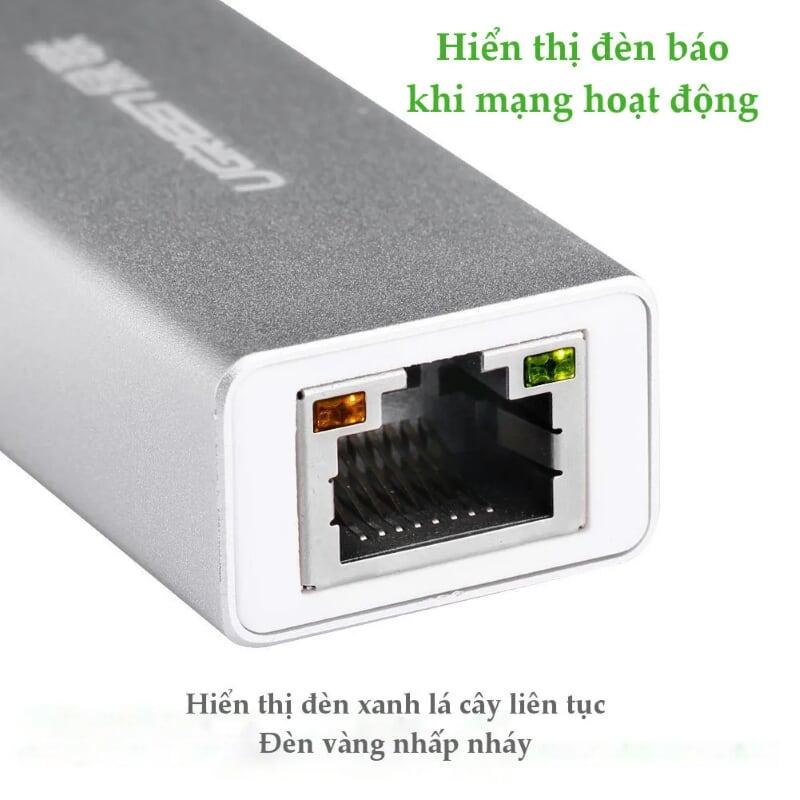 Ugreen UG2025720257TK 15CM màu Bạc Cáp chuyển đổi USB 2.0 sang cổng LAN RJ45 tốc độ 100Mbps vỏ nhôm - HÀNG CHÍNH HÃNG