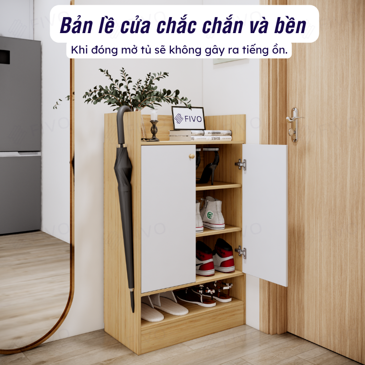 Tủ Giày Dép Gỗ Chống Ẩm Thông Minh FIVO FS51, Nhiều Ngăn Đựng Giày, Có Cửa Giúp Bảo Quản Tốt Giày Dép, Mặt Tủ Rộng Rãi Chứa Được Nhiều Đồ
