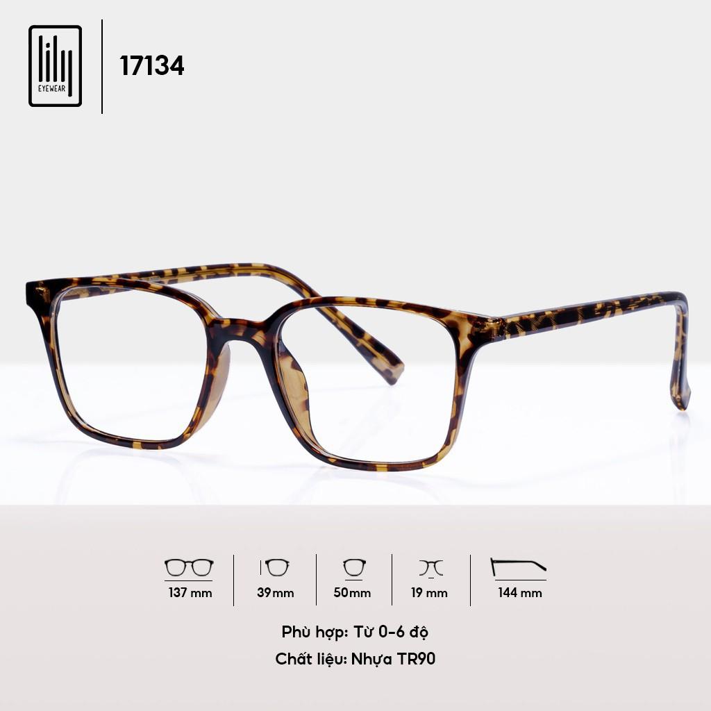 Gọng kính vuông nam nữ LILYEYEWEAR chất liệu nhựa cứng cáp phù hợp nhiều khuôn mặt 17134