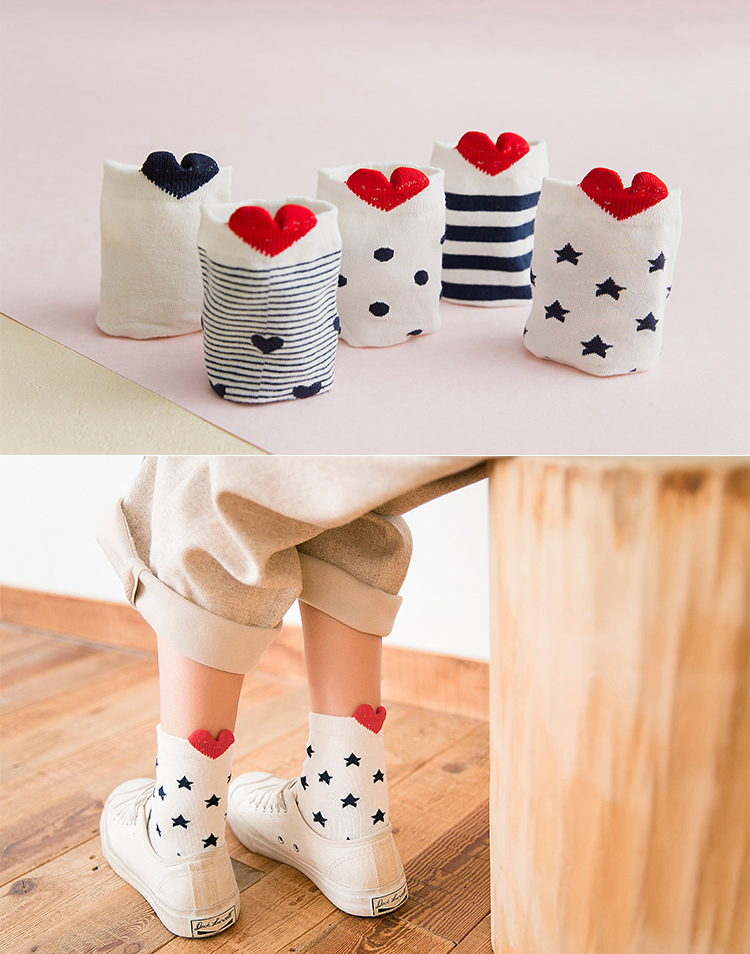 Bộ 5 tất cổ trung cho nữ hình thú chất liệu cotton