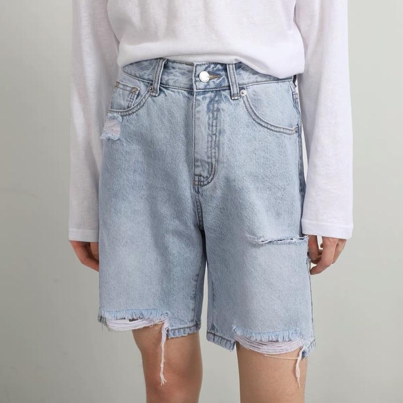 Quần short jeans nam rách quần đùi jeans