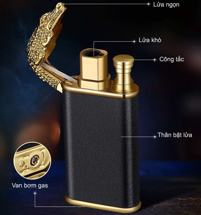 Vỏ Hột Quẹt Bật Lửa Gas BK872 Khò 1 Tia Hình Đầu Hổ 2 Chế Độ Lửa Cực Kỳ Độc Đáo - Nhiều Màu