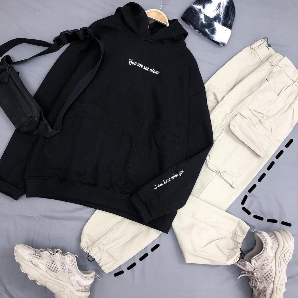 Quần Baggy Kaki túi hộp MEANSTORE pants unisex basic nam nữ cạp chun ống rộng phong cách Hàn Quốc ulzzang - Be