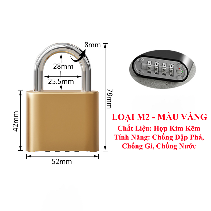 Ổ Khoá Số Khoá Mật Khẩu Cao Cấp KUNBE Chống Đập Chống Nước Hiệu Quả