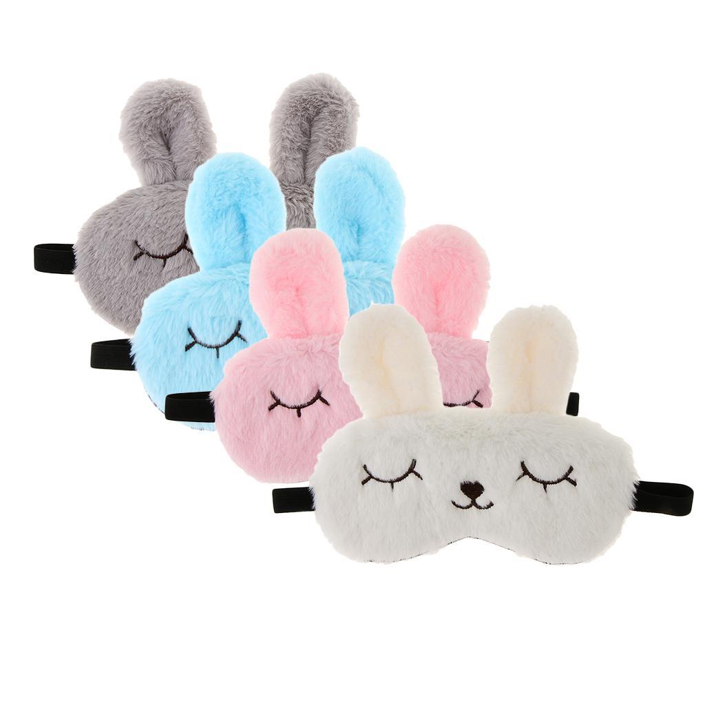 4xKids Adults Plush Bunny Rabbit Sleep Mask Eye Shade Cover Blindfold Gray