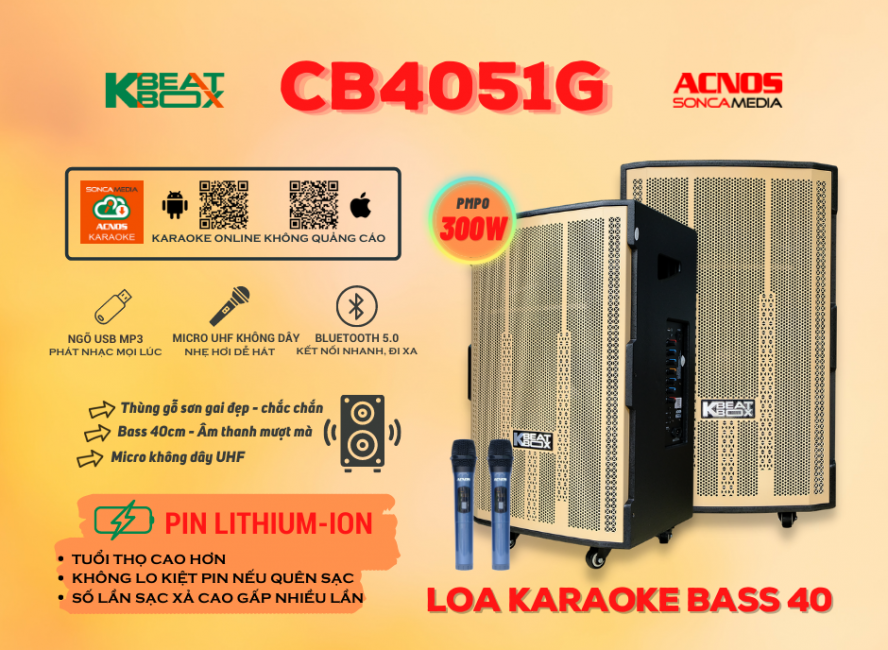 Dàn Karaoke Di Động ACNOS CB4051G - Hàng chính hãng