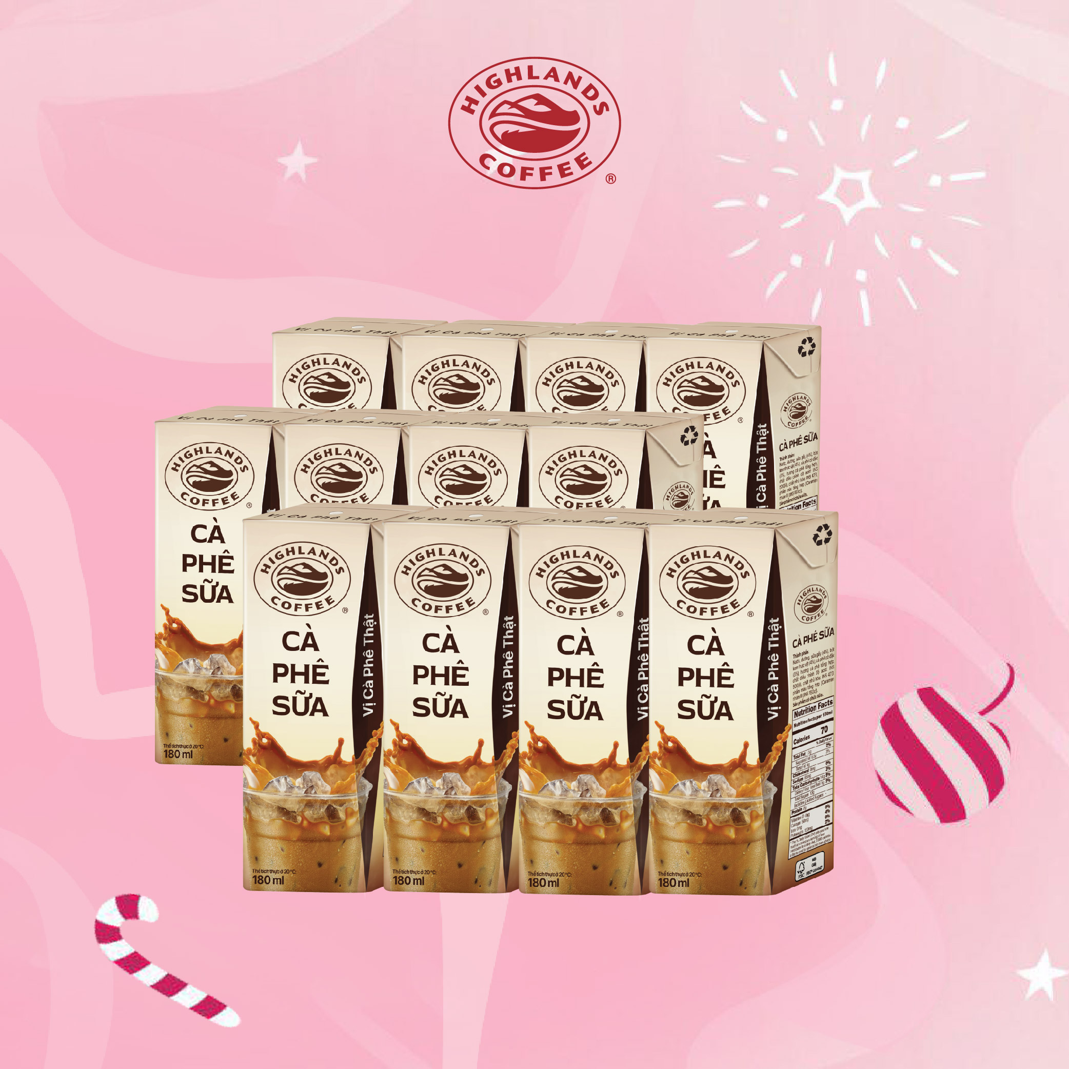 Combo 3 Lốc 4 hộp cà phê sữa Highlands Coffee Tetra pack