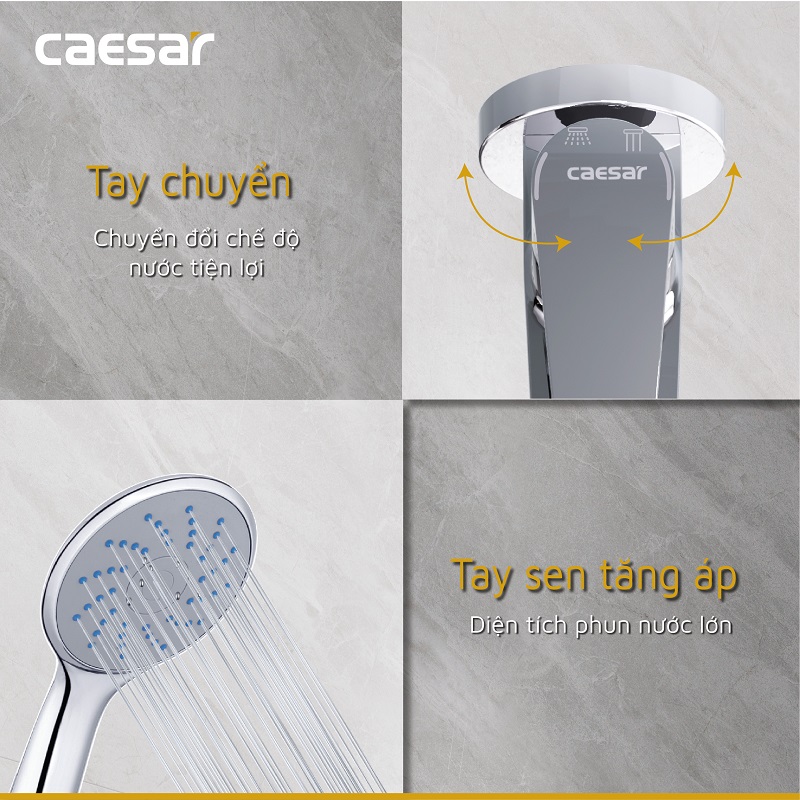 Vòi sen tắm lạnh gắn tường Caesar S063C tay dây sen xi