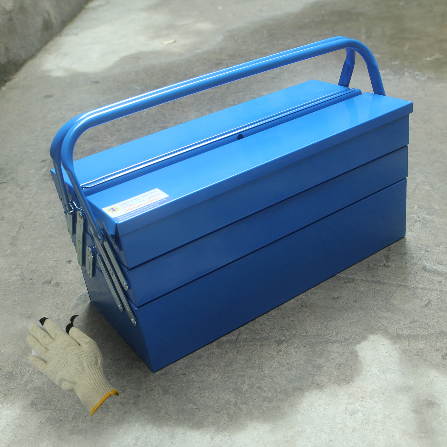 Thùng đồng nghề 3 tầng tự mở bằng thép dày Đài Loan L0043-18 465 x 200 x 195 tặng kèm 1 đôi găng tay bảo hộ cảm ứng